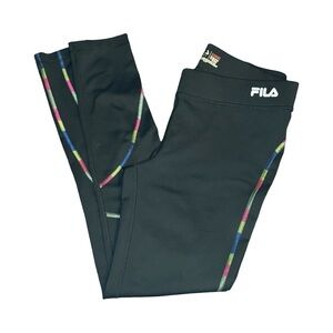 Fila  Running Womens Black Leggings with Colorful Accents  Size S